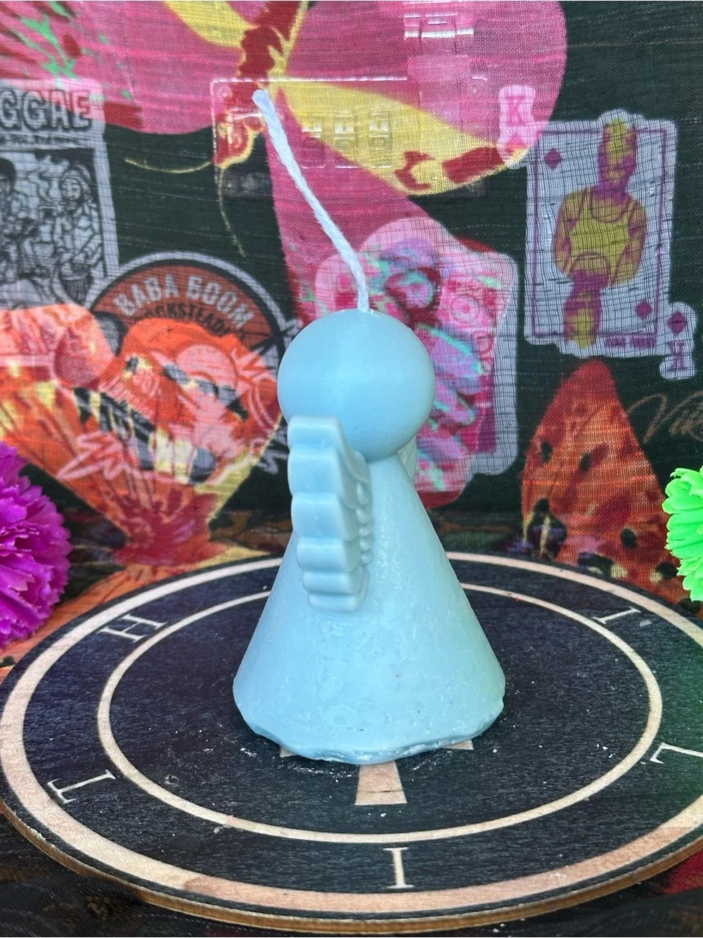 Handmade Blue Angel Candle – Winged Guardian Figure